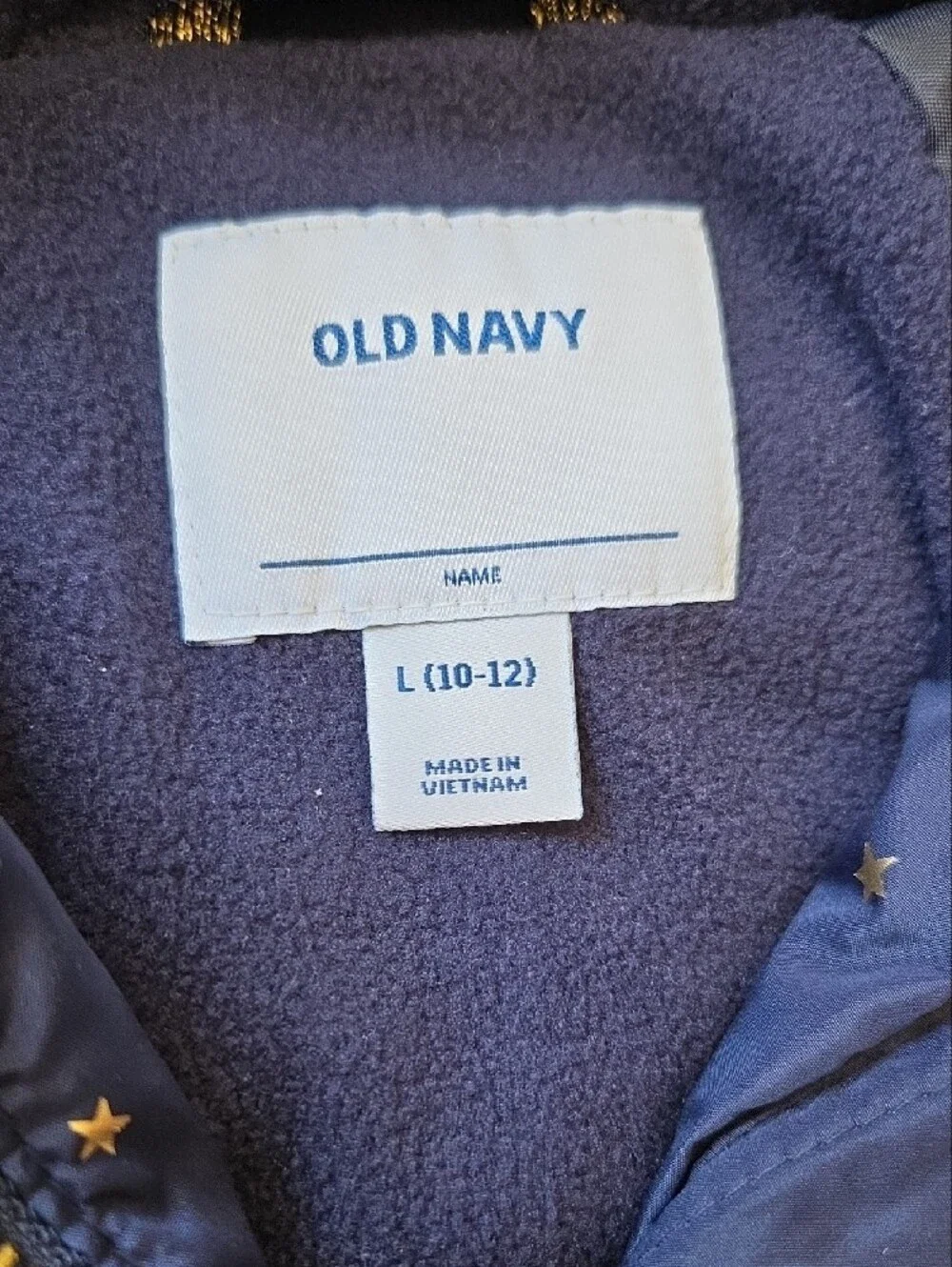 Old Navy Navy Puffer Jacket with Gold Star Print